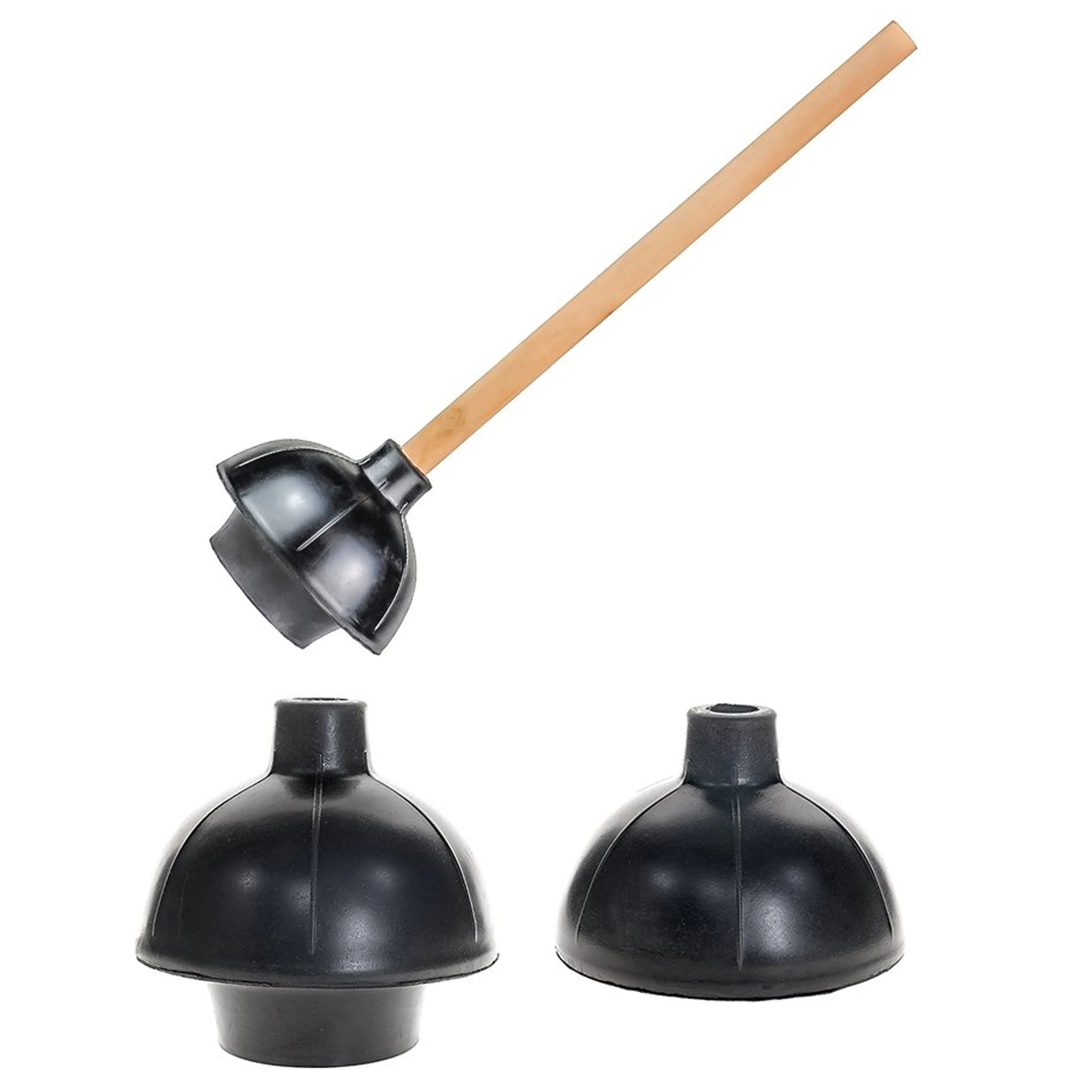 1 Toilet Plunger 19"L Wooden Handle Heavy Duty Rubber Flange Pump Declogger Sink
