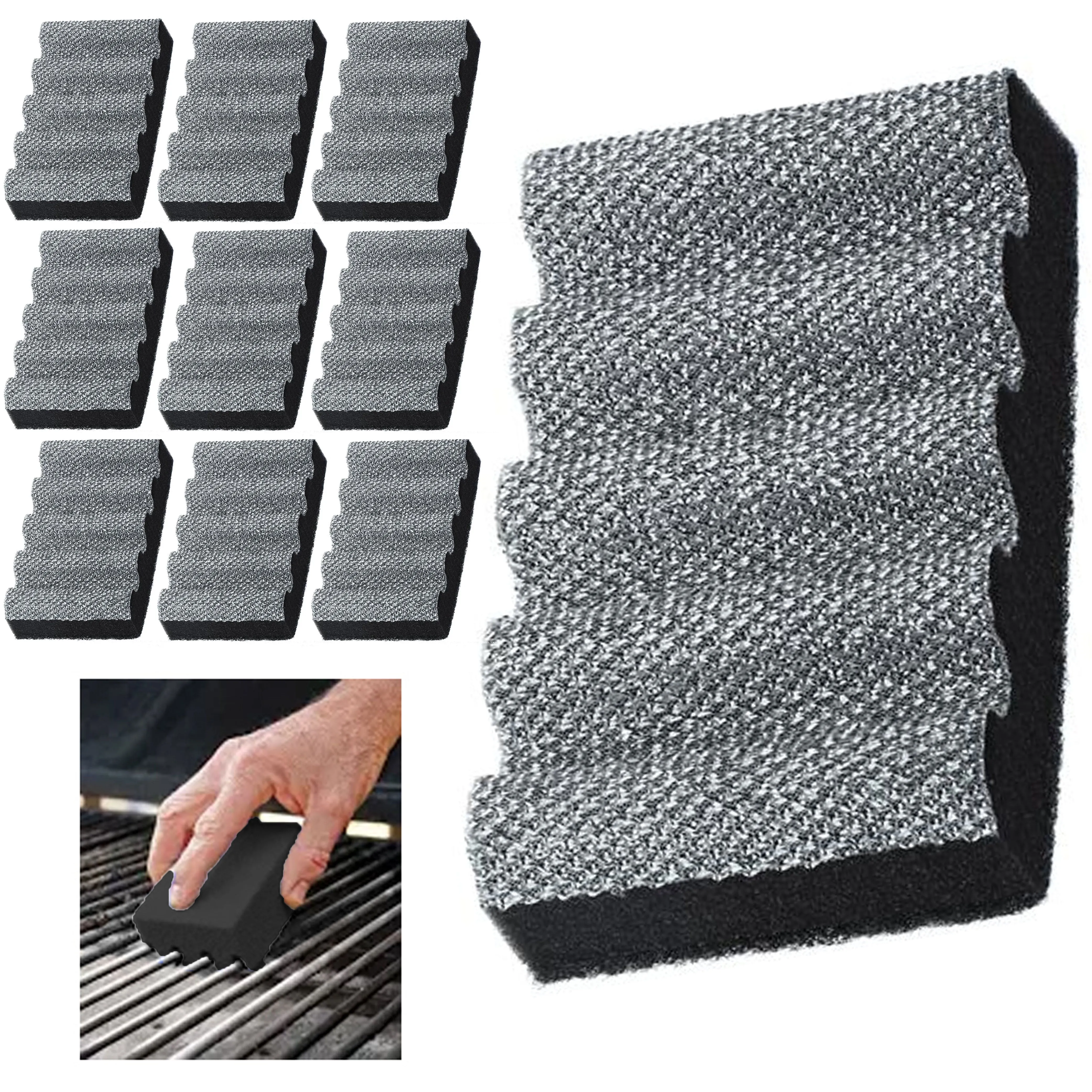 10 BBQ Grill Sponge Oven Rack Cleaner Griddle Cleaning Pads Scouring Heavy Duty