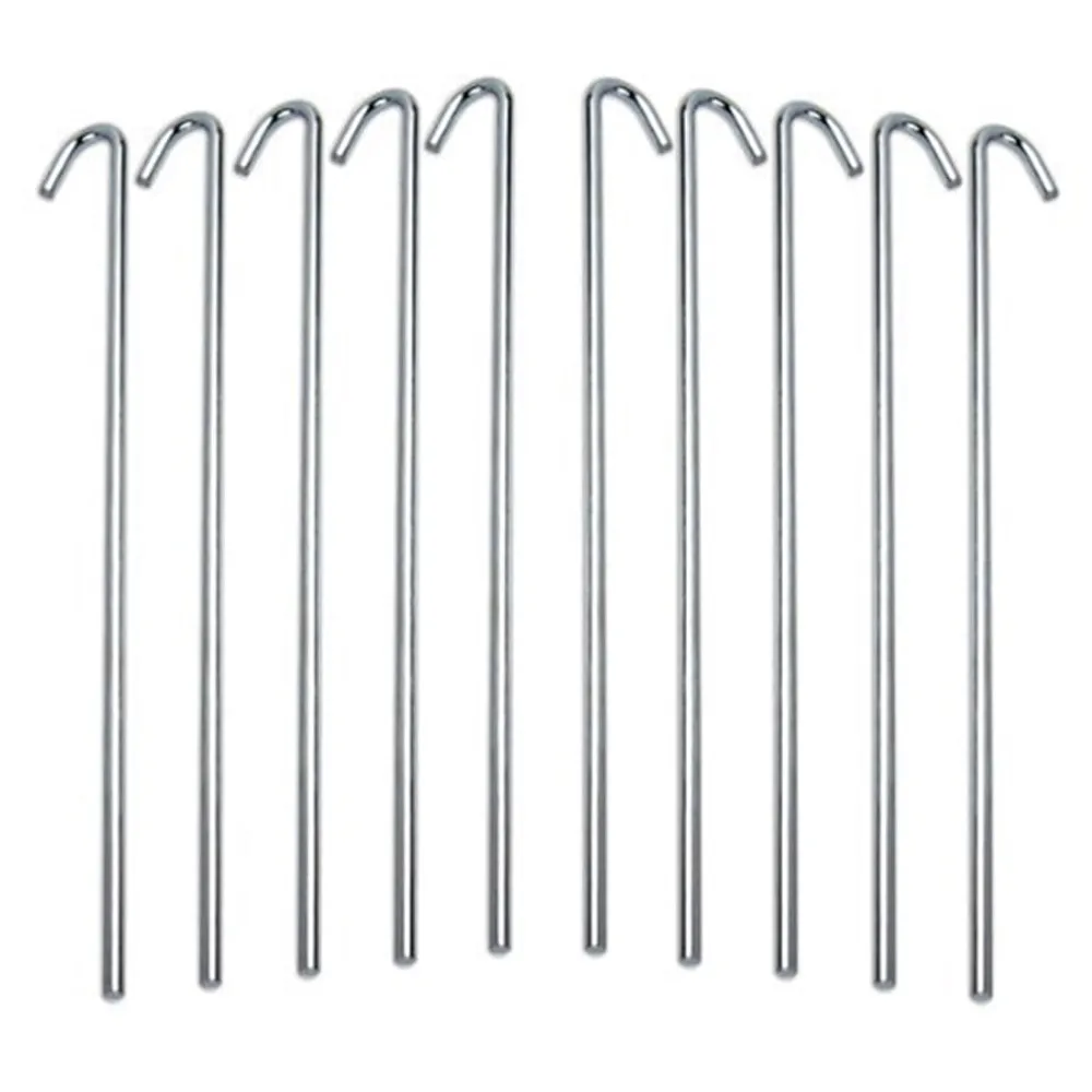 10 Pc Garden Tent Stakes Pegs Heavy Duty Steel Metal Anchor Picnic Camping Tarp