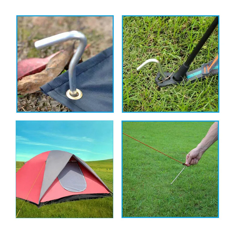 10 Pc Garden Tent Stakes Pegs Heavy Duty Steel Metal Anchor Picnic Camping Tarp