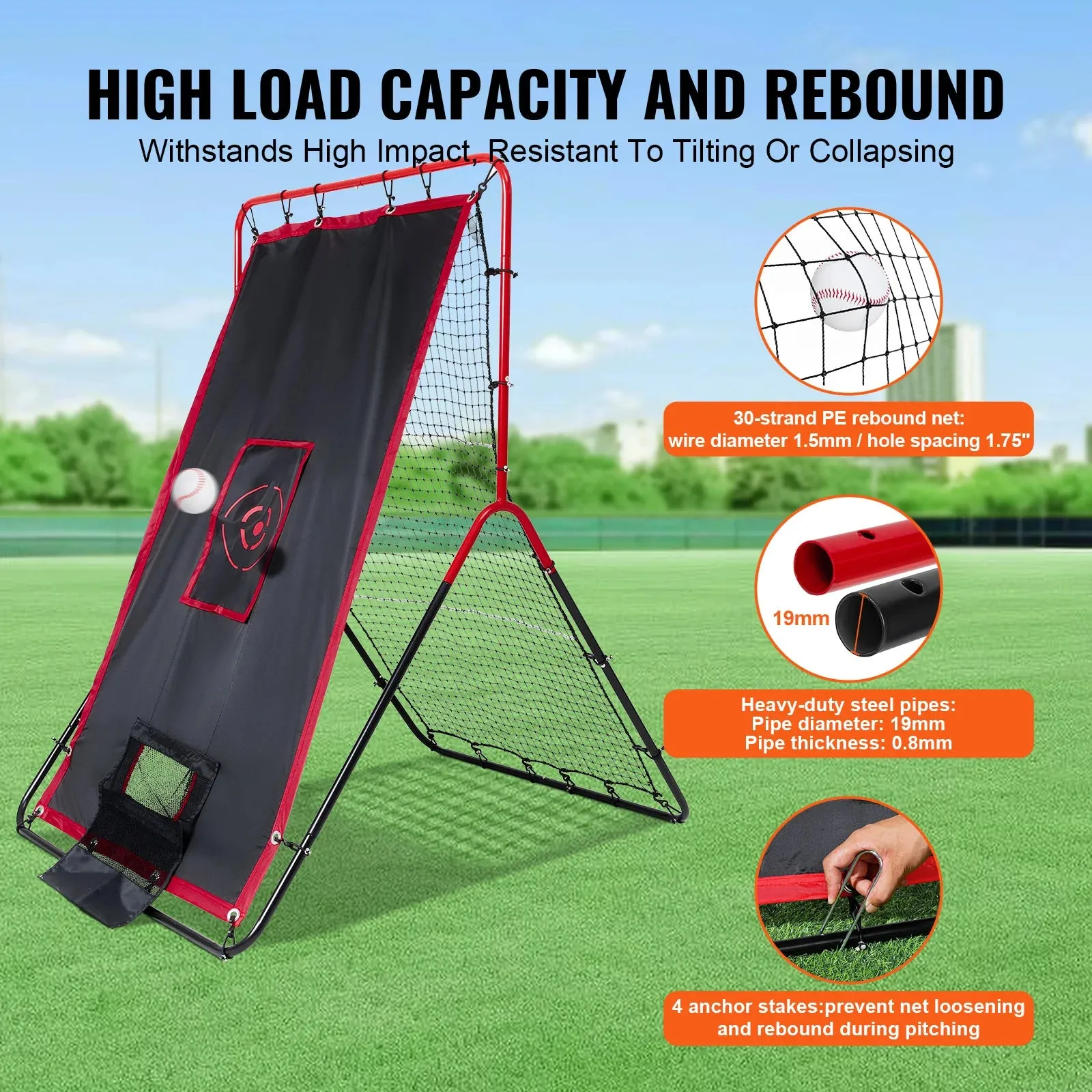 2-In-1 Baseball And Softball Rebounder Pitching Net