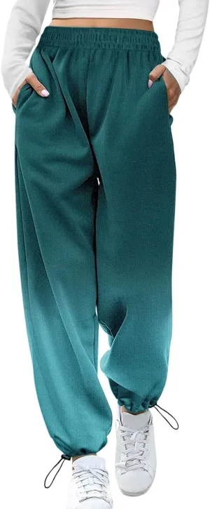 2024 Sweatpants for Women Trendy Plaid Sun Print High Waist Wide Leg Pants Work Casual Loose Fit Pocket Lounge Joggers