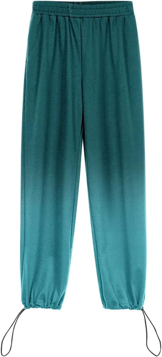 2024 Sweatpants for Women Trendy Plaid Sun Print High Waist Wide Leg Pants Work Casual Loose Fit Pocket Lounge Joggers
