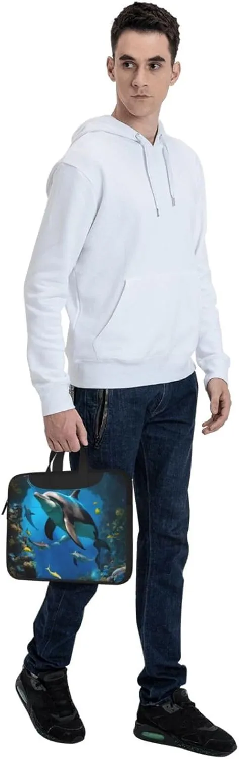 3D Underwater world fish dolphi Print Work Casual Office Laptop Shoulder Messenger Bag 13 inch 14 inch 15.6 inch