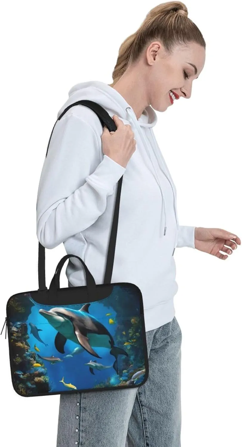 3D Underwater world fish dolphi Print Work Casual Office Laptop Shoulder Messenger Bag 13 inch 14 inch 15.6 inch