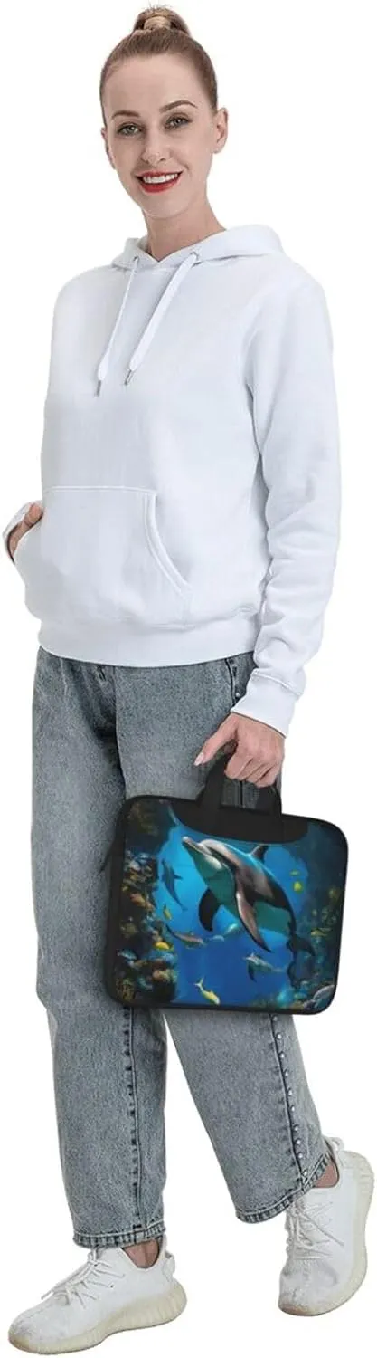 3D Underwater world fish dolphi Print Work Casual Office Laptop Shoulder Messenger Bag 13 inch 14 inch 15.6 inch