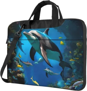 3D Underwater world fish dolphi Print Work Casual Office Laptop Shoulder Messenger Bag 13 inch 14 inch 15.6 inch
