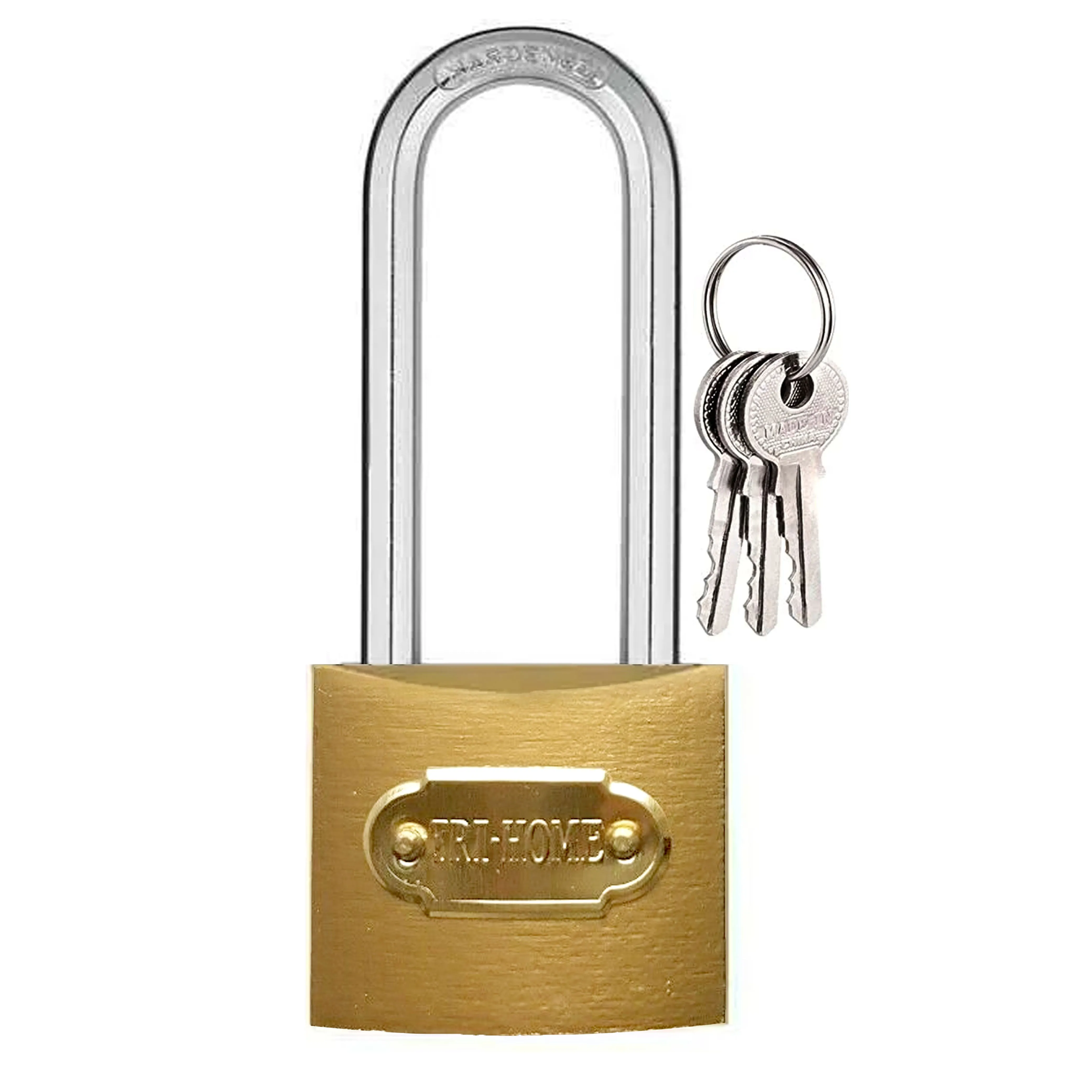 4 Pk Long Shackle Metal Padlocks Brass Box Locks Keyed 3 Keys 40mm Safe Security