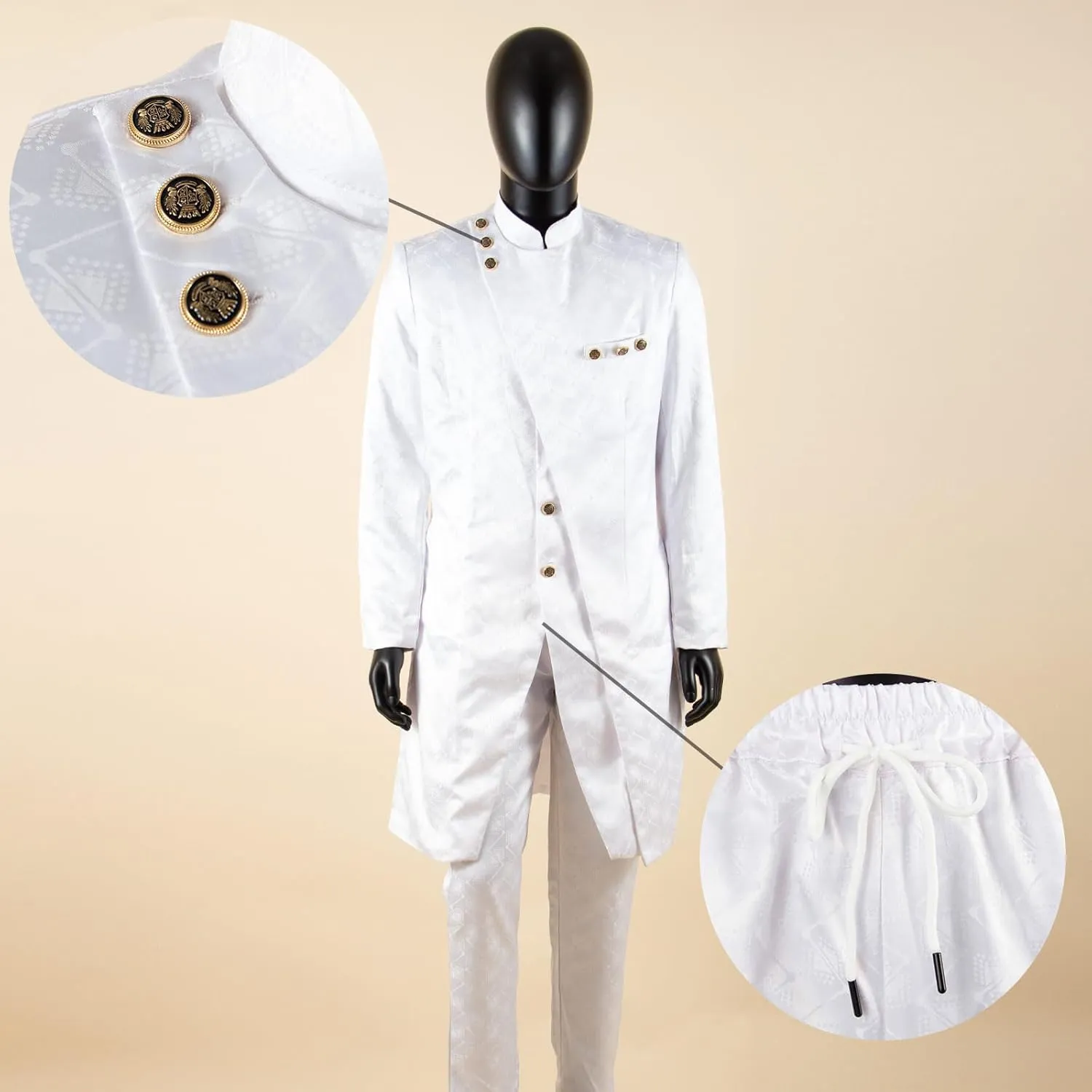 African Clothes for Men Dashiki Slim Fit Jacket and Trousers Set Formal Attire for Wedding
