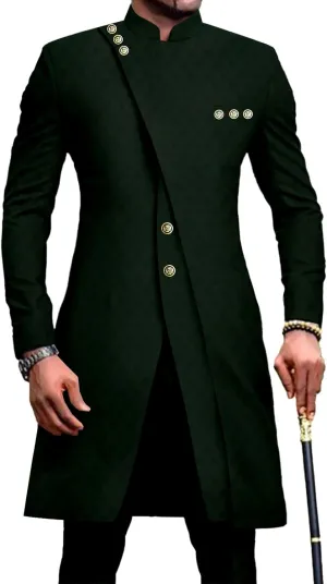 African Clothes for Men Dashiki Slim Fit Jacket and Trousers Set Formal Attire for Wedding