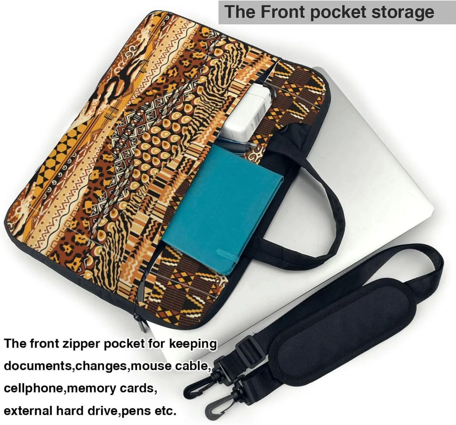 African Style Patchwork Print Work Casual Office Laptop Shoulder Messenger Bag 13 inch 14 inch 15.6 inch