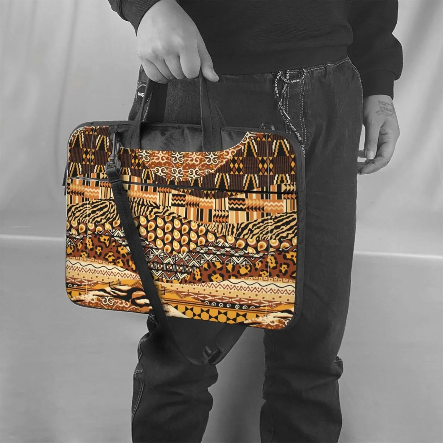 African Style Patchwork Print Work Casual Office Laptop Shoulder Messenger Bag 13 inch 14 inch 15.6 inch