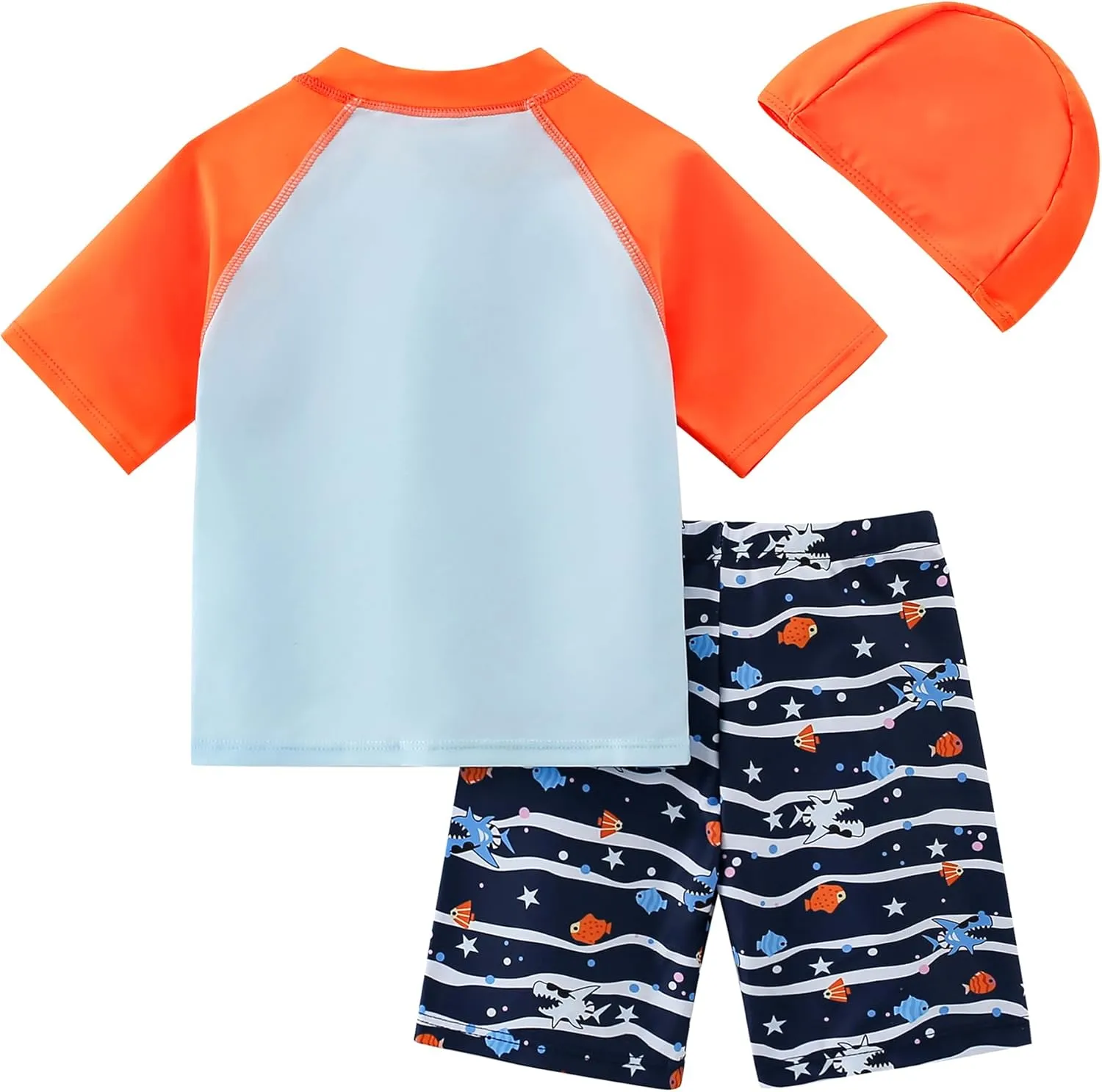 AIWUHE Toddler Boys Swimsuit Set Two Piece Shark Bathing Suit Boys' Swimwear Trunk and Rashguard Set 2-7Y
