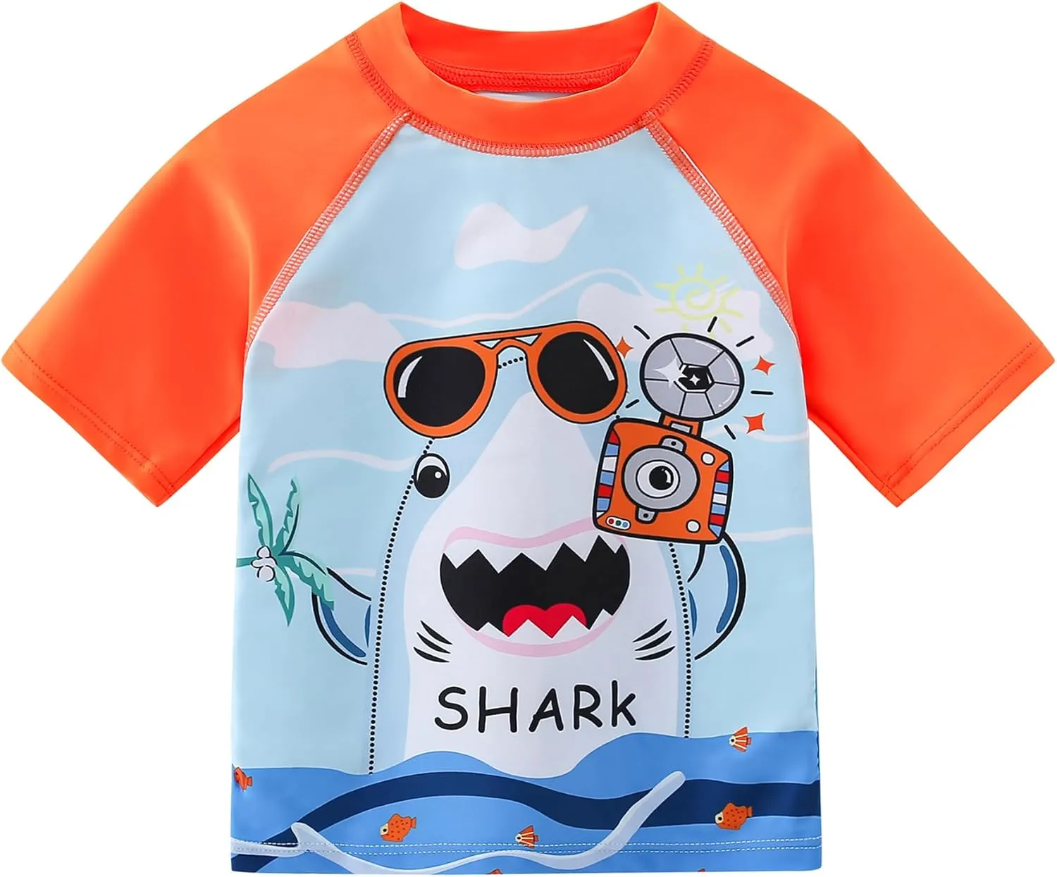 AIWUHE Toddler Boys Swimsuit Set Two Piece Shark Bathing Suit Boys' Swimwear Trunk and Rashguard Set 2-7Y