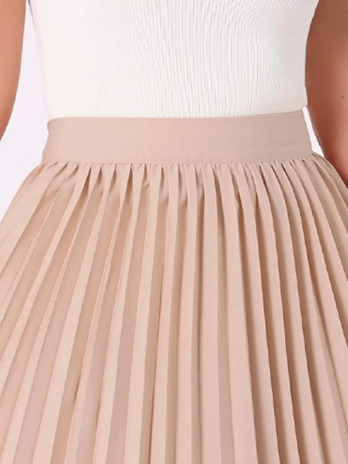 Allegra K Women's High Waisted Side Zipper Work Casual Vacation Flowy Long Pleated Maxi Skirts