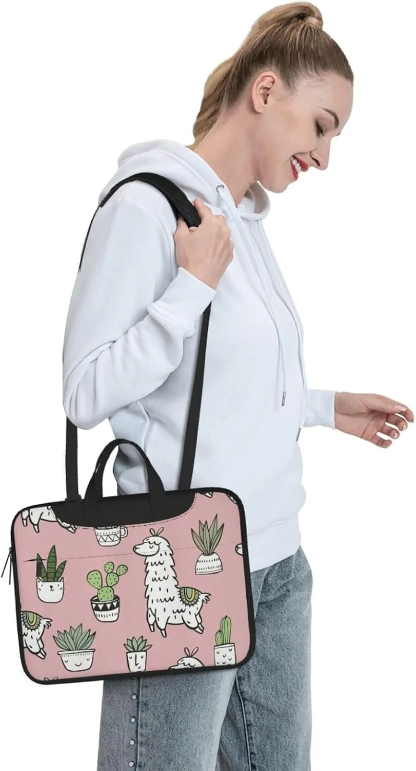 Alpaca and Cactus Print Work Casual Office Laptop Shoulder Messenger Bag 13 inch 14 inch 15.6 inch