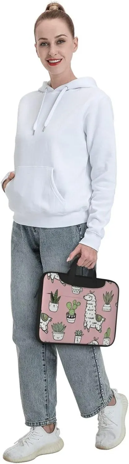 Alpaca and Cactus Print Work Casual Office Laptop Shoulder Messenger Bag 13 inch 14 inch 15.6 inch