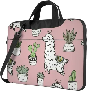 Alpaca and Cactus Print Work Casual Office Laptop Shoulder Messenger Bag 13 inch 14 inch 15.6 inch