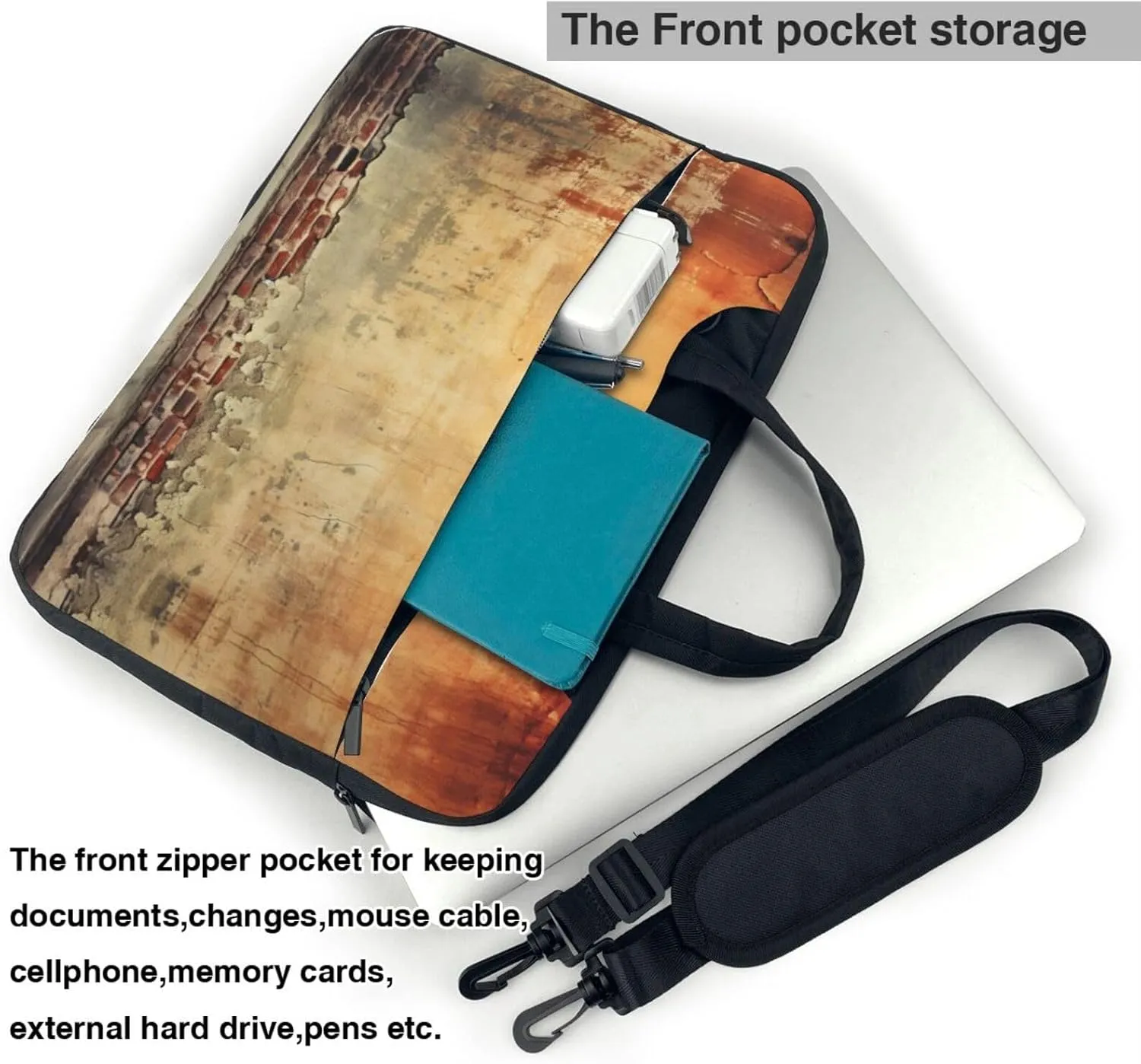 Ancient Worn Brick Wall Print Work Casual Office Laptop Shoulder Messenger Bag 13 inch 14 inch 15.6 inch