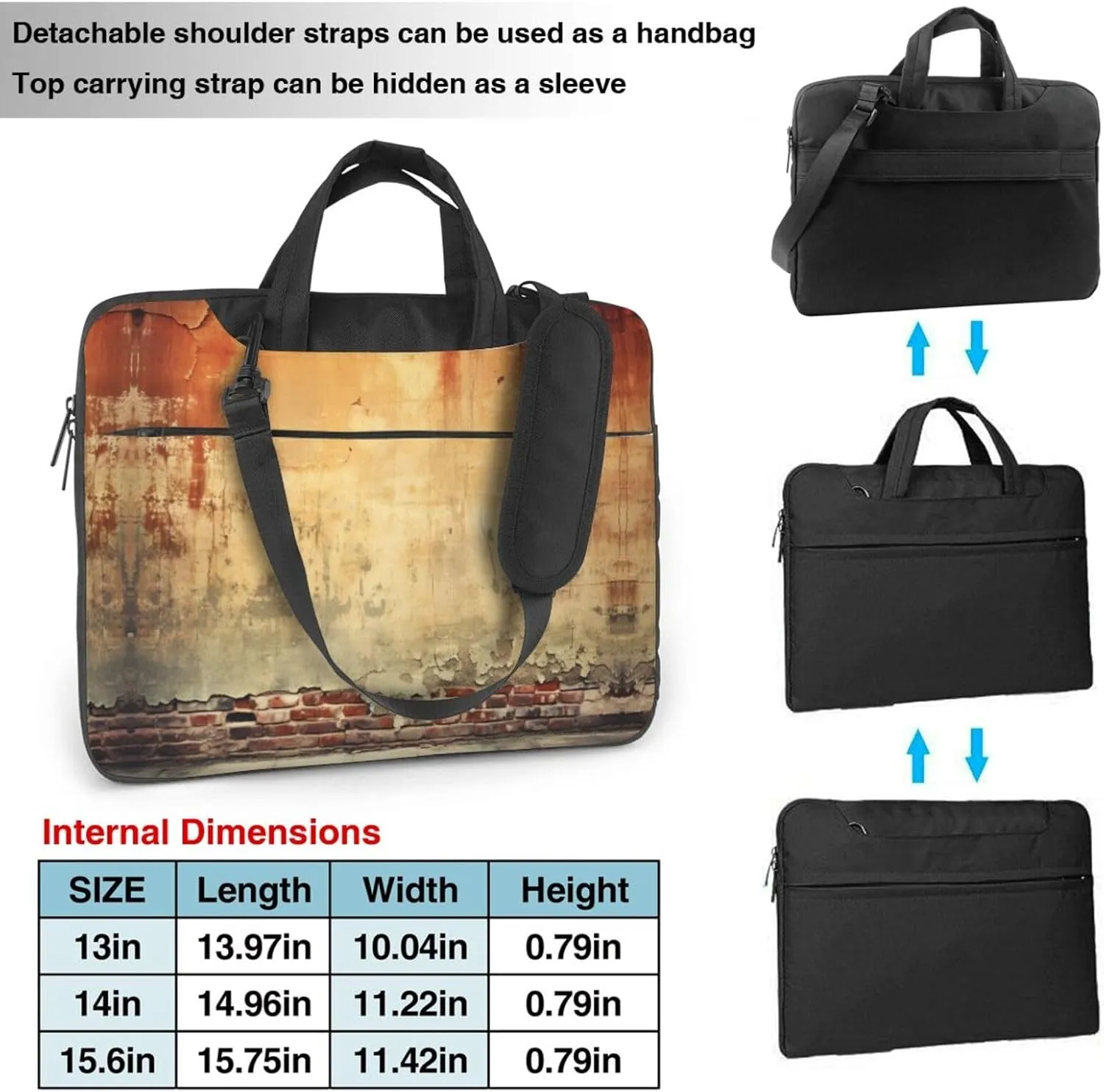 Ancient Worn Brick Wall Print Work Casual Office Laptop Shoulder Messenger Bag 13 inch 14 inch 15.6 inch