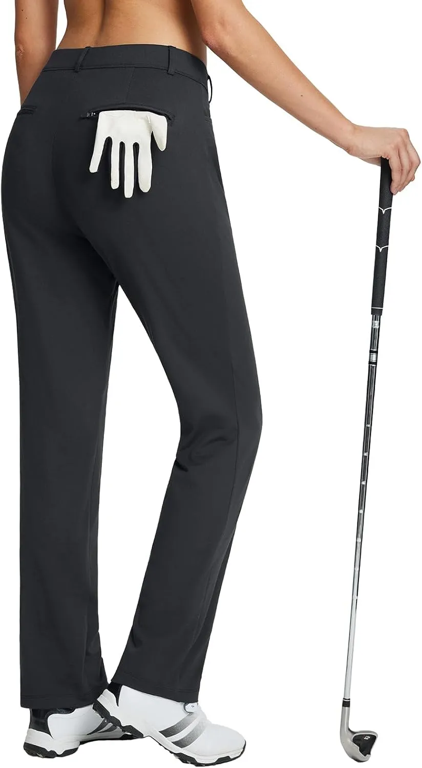 baleaf Women's Golf Pant Winter Fleece Lined Pants with Belt Loops Pockets Travel Work Casual