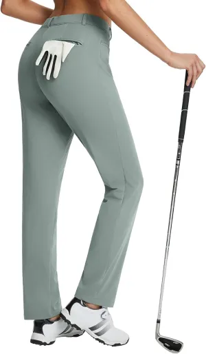 baleaf Women's Golf Pant Winter Fleece Lined Pants with Belt Loops Pockets Travel Work Casual