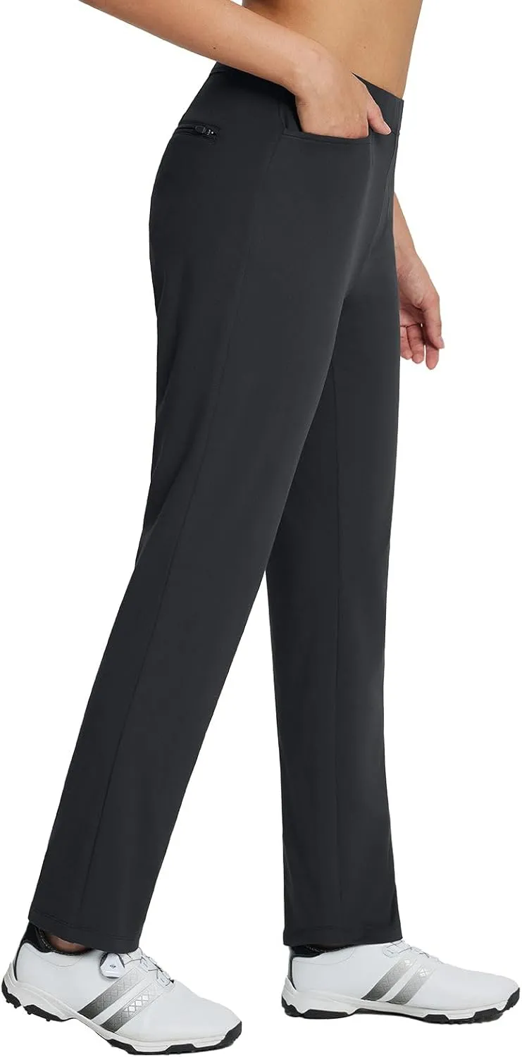 baleaf Women's Golf Pant Winter Fleece Lined Pants with Belt Loops Pockets Travel Work Casual