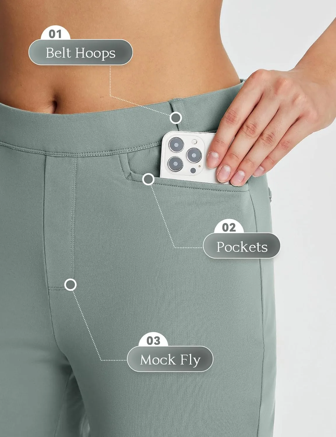 baleaf Women's Golf Pant Winter Fleece Lined Pants with Belt Loops Pockets Travel Work Casual