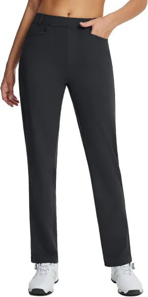baleaf Women's Golf Pant Winter Fleece Lined Pants with Belt Loops Pockets Travel Work Casual