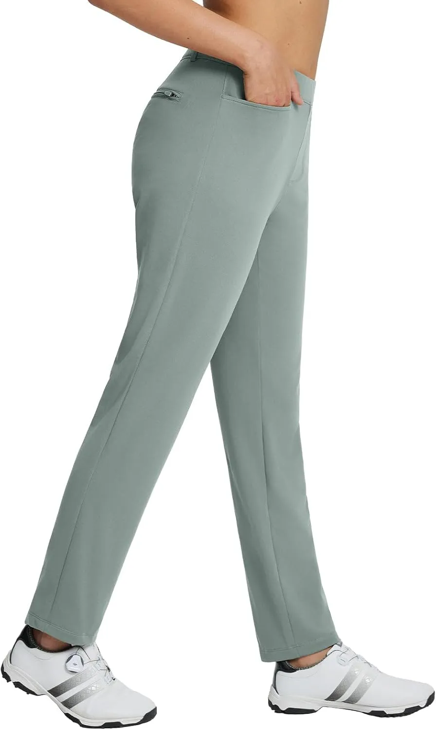 baleaf Women's Golf Pant Winter Fleece Lined Pants with Belt Loops Pockets Travel Work Casual