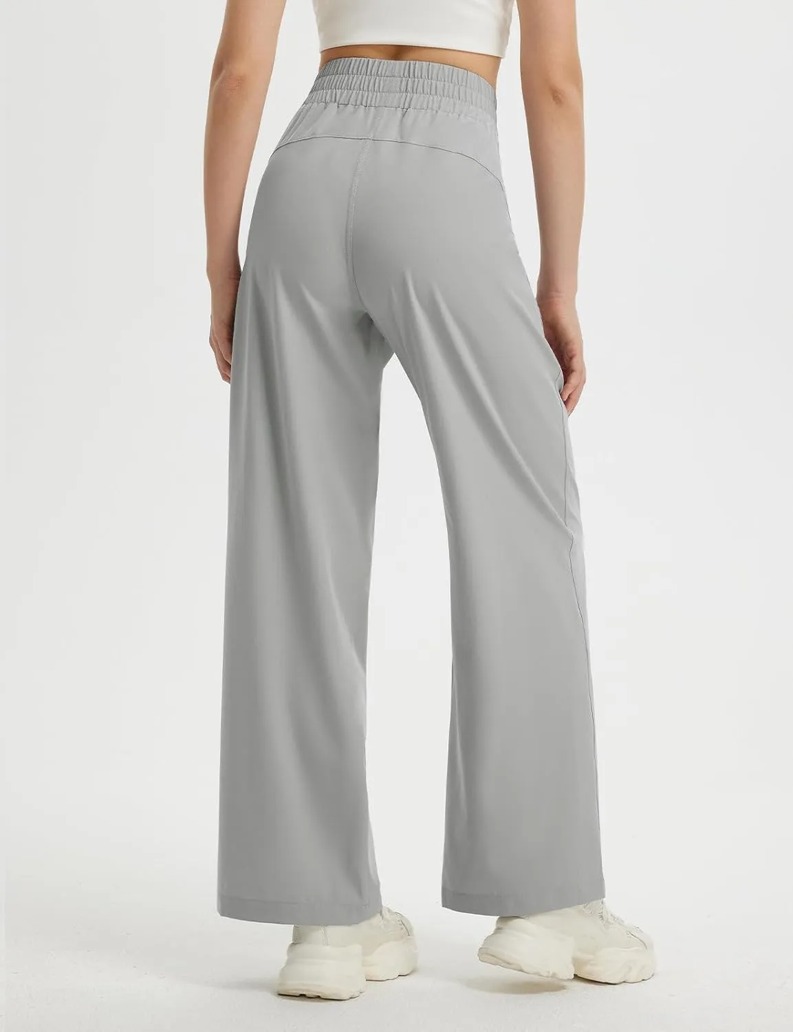 baleaf Women's Track Pants Lightweight Athletic Travel Wide Leg Pants with Pockets 30" Work Lounge Loose Fit UPF50 