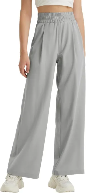 baleaf Women's Track Pants Lightweight Athletic Travel Wide Leg Pants with Pockets 30" Work Lounge Loose Fit UPF50 