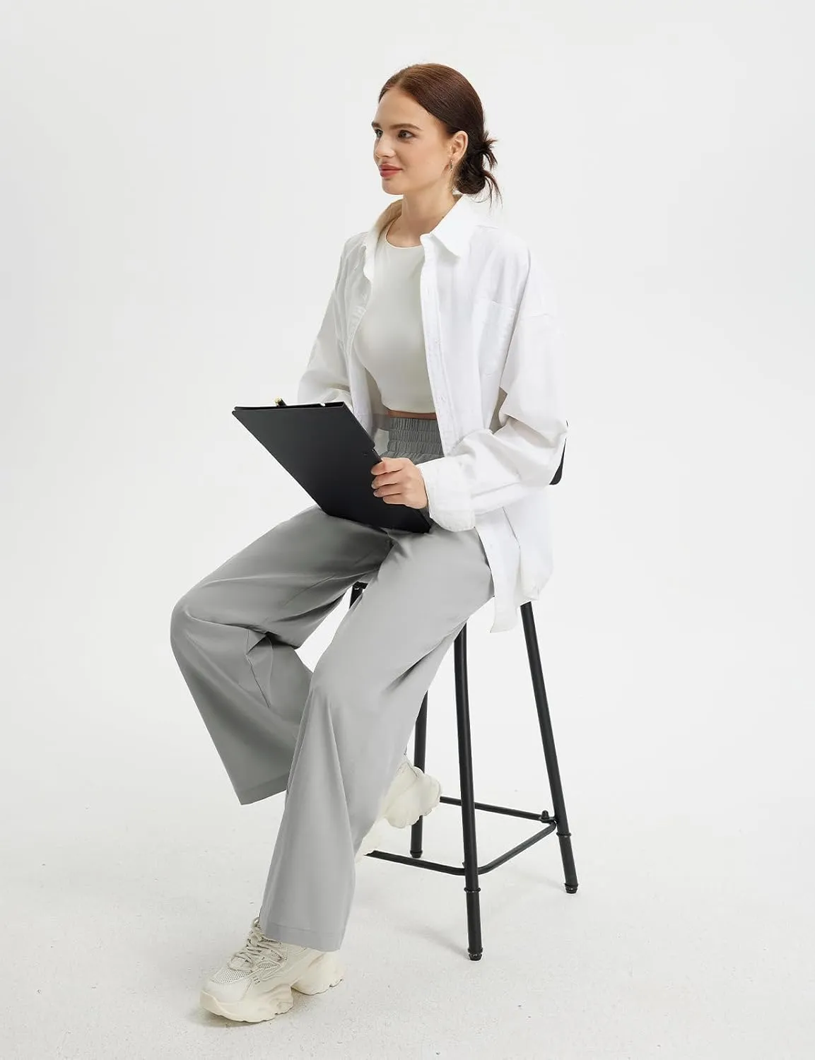 baleaf Women's Track Pants Lightweight Athletic Travel Wide Leg Pants with Pockets 30" Work Lounge Loose Fit UPF50 