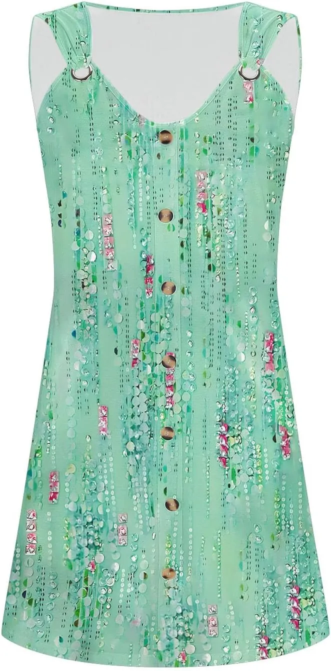 Beach Dresses for Women Casual Sleeveless Print Beach Cute Sundress Sexy Summer Floral Fashion Mini Dress 2025