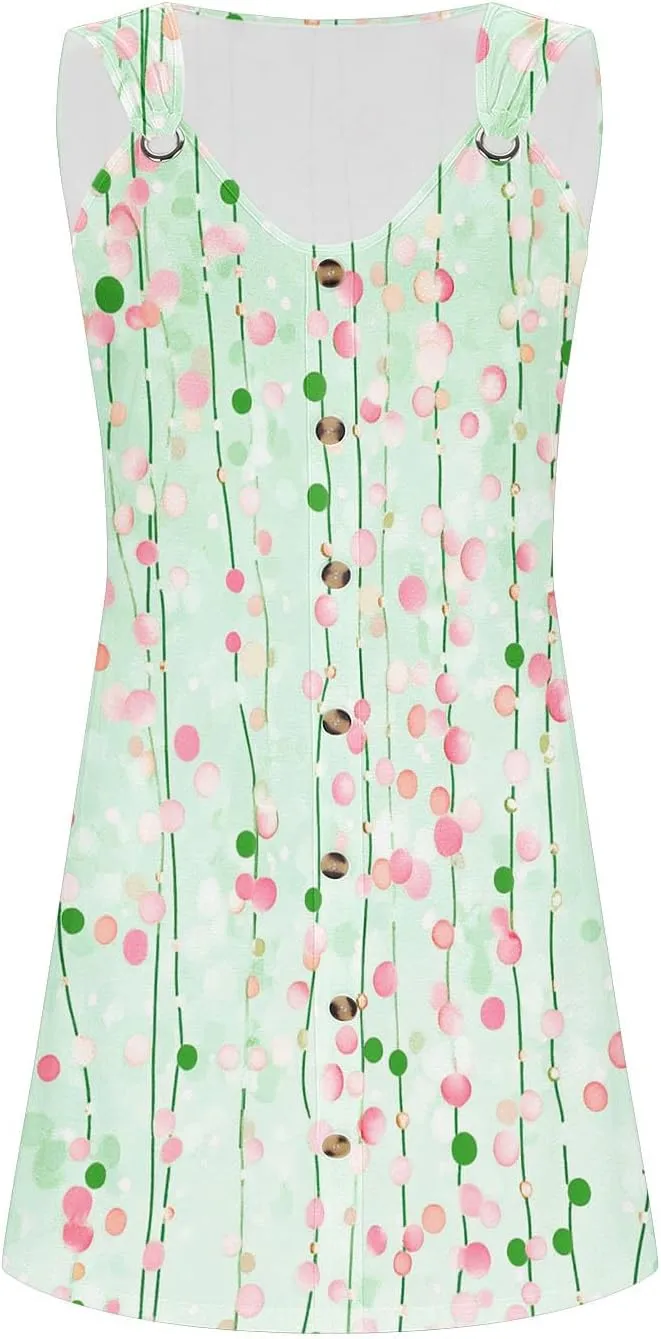 Beach Dresses for Women Casual Sleeveless Print Beach Cute Sundress Sexy Summer Floral Fashion Mini Dress 2025