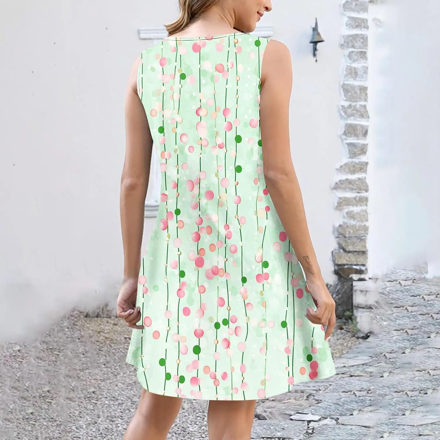 Beach Dresses for Women Casual Sleeveless Print Beach Cute Sundress Sexy Summer Floral Fashion Mini Dress 2025