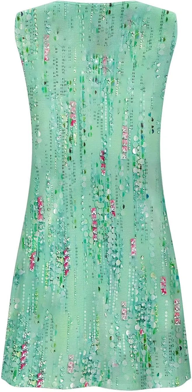 Beach Dresses for Women Casual Sleeveless Print Beach Cute Sundress Sexy Summer Floral Fashion Mini Dress 2025