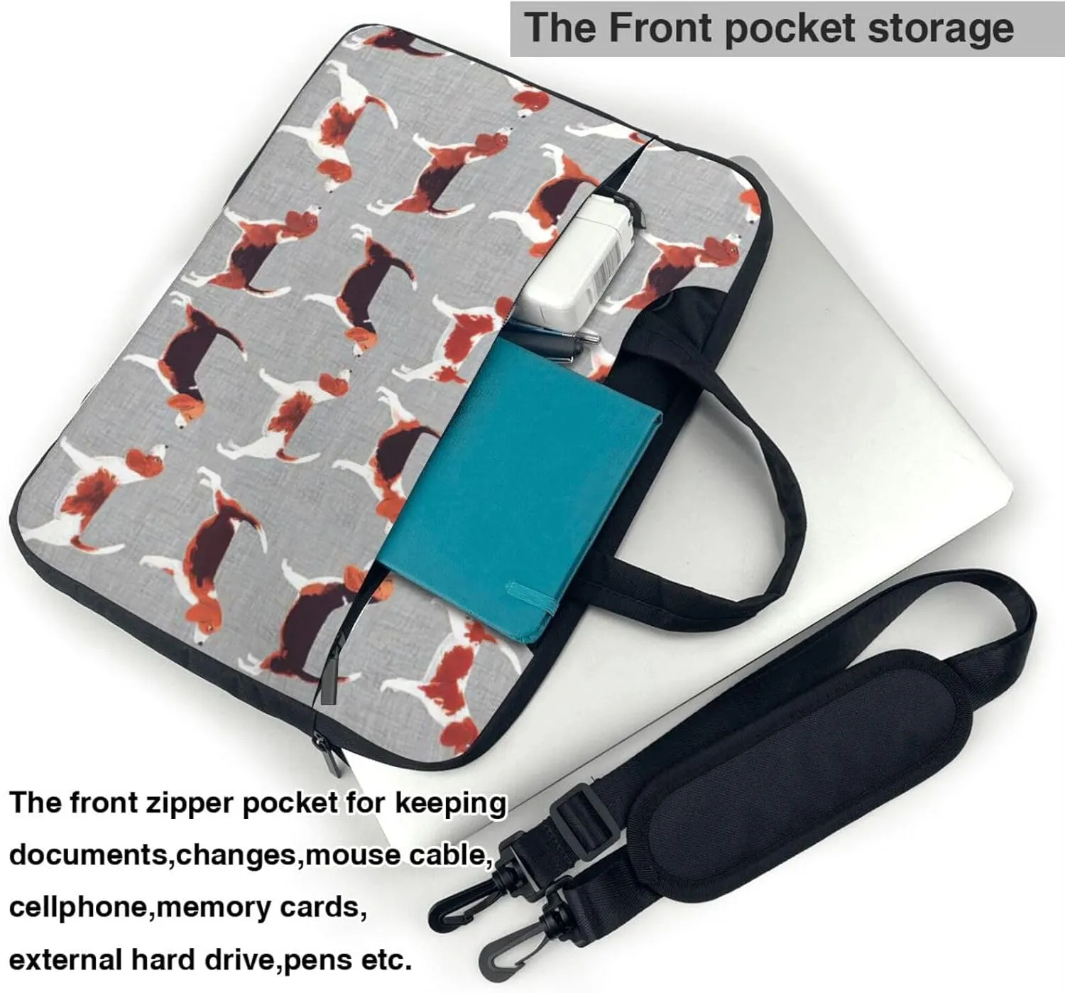 beagle patterns Print Work Casual Office Laptop Shoulder Messenger Bag 13 inch 14 inch 15.6 inch