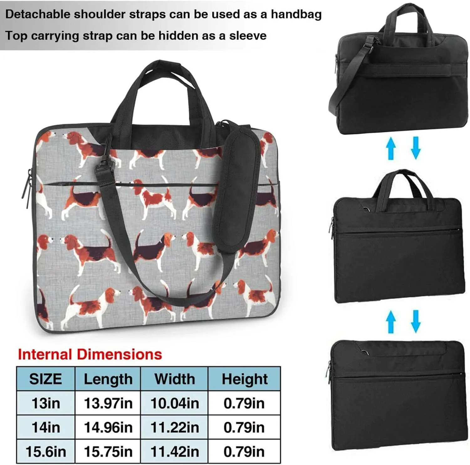beagle patterns Print Work Casual Office Laptop Shoulder Messenger Bag 13 inch 14 inch 15.6 inch