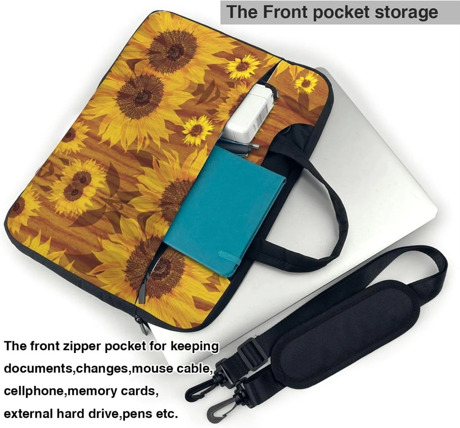 Beautiful sunflowers Print Work Casual Office Laptop Shoulder Messenger Bag 13 inch 14 inch 15.6 inch