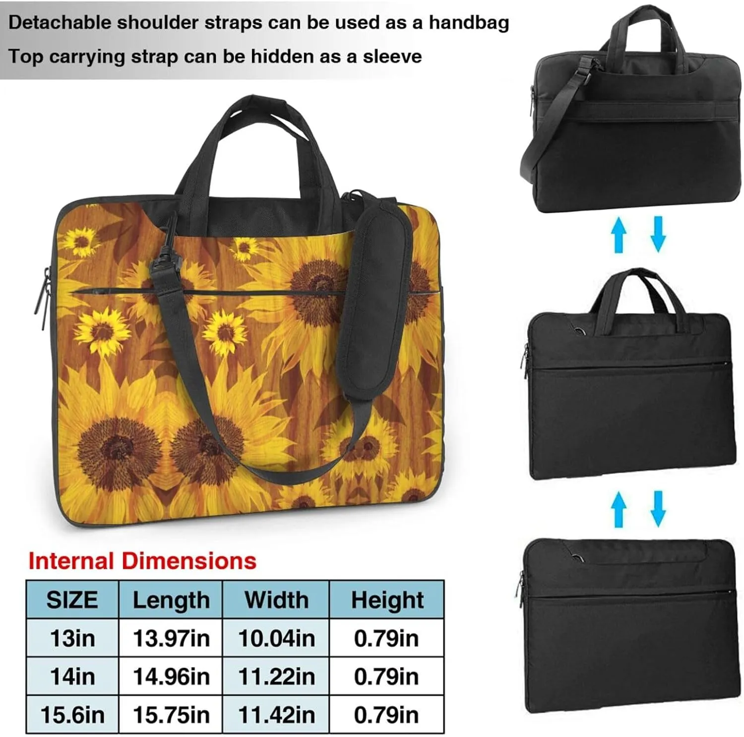 Beautiful sunflowers Print Work Casual Office Laptop Shoulder Messenger Bag 13 inch 14 inch 15.6 inch