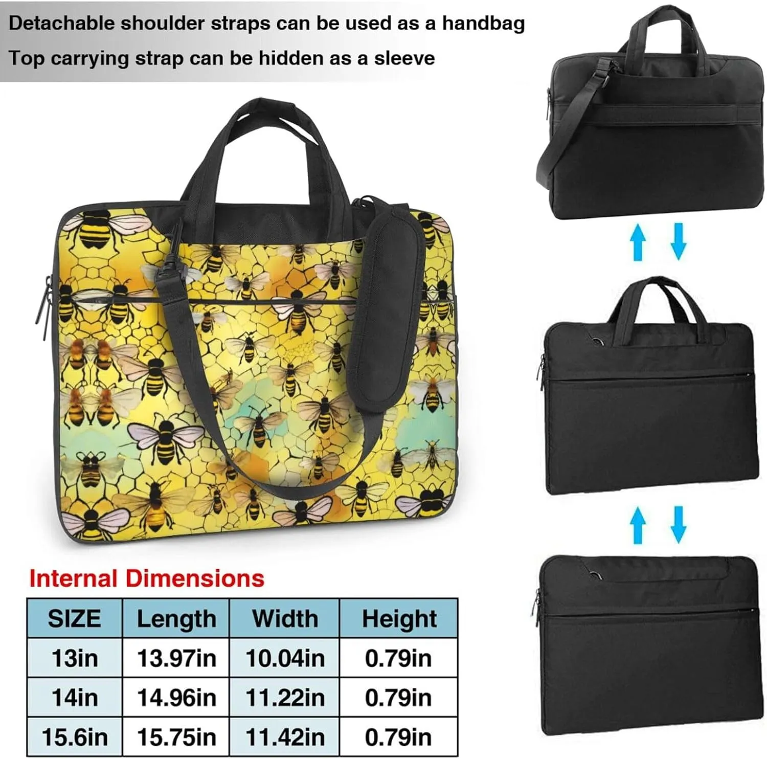 Bee flying Print Work Casual Office Laptop Shoulder Messenger Bag 13 inch 14 inch 15.6 inch
