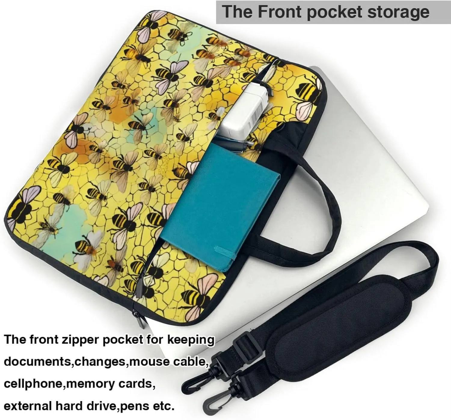 Bee flying Print Work Casual Office Laptop Shoulder Messenger Bag 13 inch 14 inch 15.6 inch