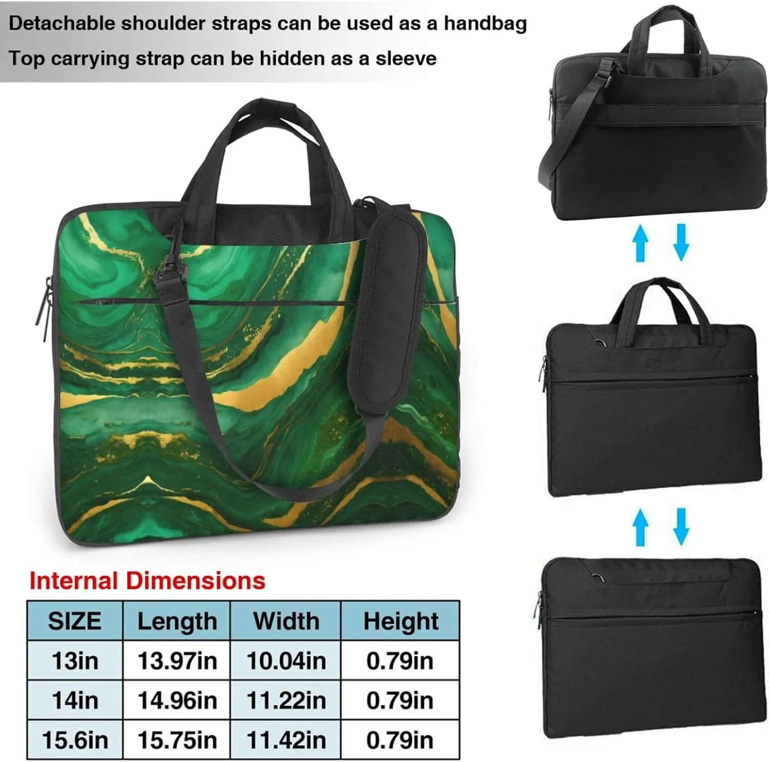 black and gold geometric Print Work Casual Office Laptop Shoulder Messenger Bag 13 inch 14 inch 15.6 inch
