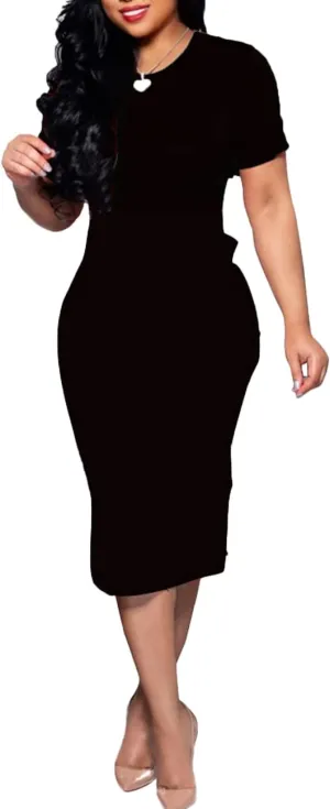 BOGURST Women Midi Bodycon Dress Work Casual Cute Floral Prints Pencil Dresses