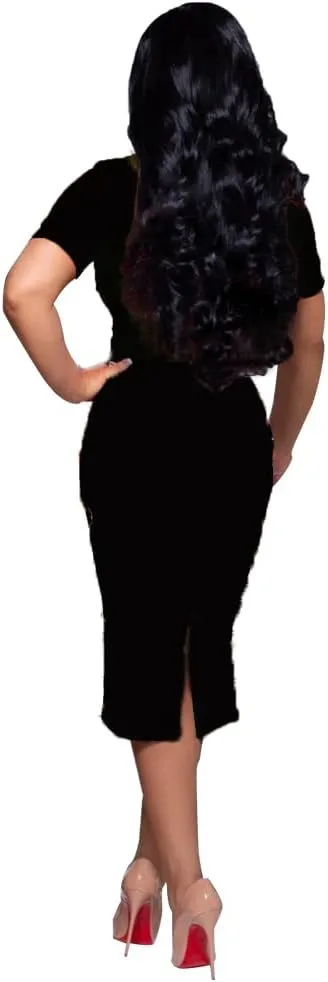 BOGURST Women Midi Bodycon Dress Work Casual Cute Floral Prints Pencil Dresses