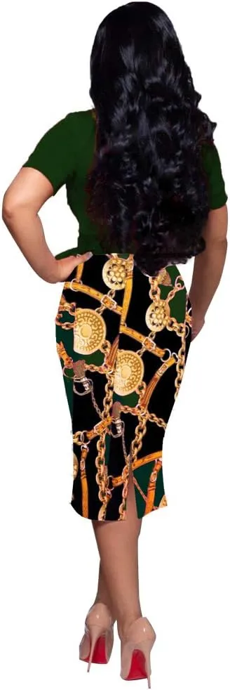 BOGURST Women Midi Bodycon Dress Work Casual Cute Floral Prints Pencil Dresses