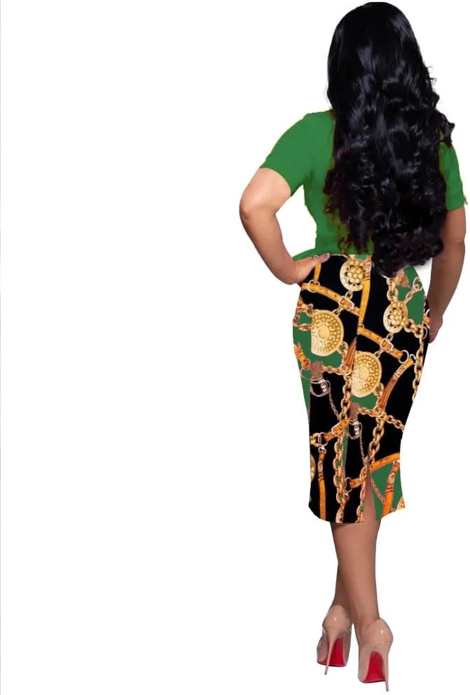 BOGURST Women Midi Bodycon Dress Work Casual Cute Floral Prints Pencil Dresses