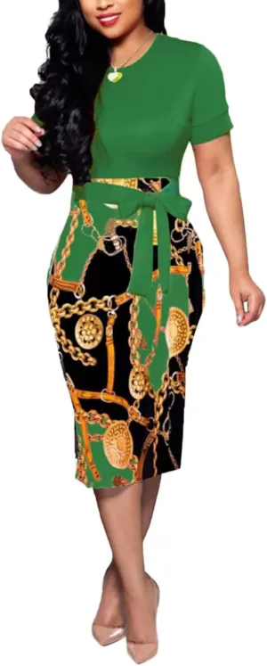 BOGURST Women Midi Bodycon Dress Work Casual Cute Floral Prints Pencil Dresses