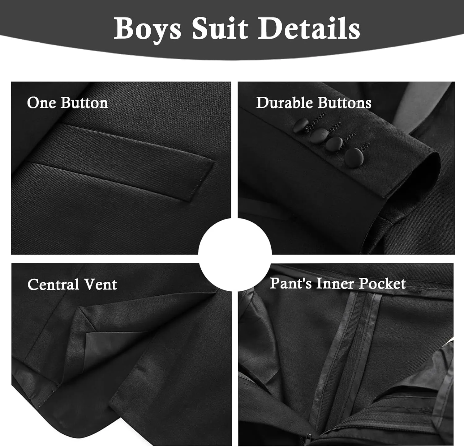 Boys Slim Fit Suits Formal Tuxedo 4 Piece Kids Dresswear Outfits with Vest Pants Jacket Bowtie Sets for Weddding